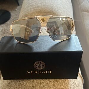 Versace White and Gold Men's Sunglasses